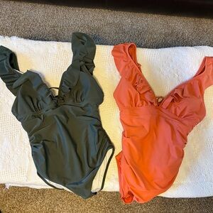 Cupshe Plunging Tummy Control SwimSuits (Set of 2)